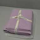 MooMee Bedding Duvet Cover Set 100% Washed Cotton Linen Like Textured Breathable Durable Soft Comfy (Heathered Light Purple, Full 80"x90")