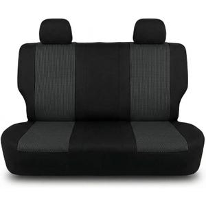 FH Group Automotive Rear Car Seat Covers for SUV, Trucks, Sedan and More - Universal Fit Front High Back & Rear Solid Bench Design Interior Accessories - 3D Mesh Fabric Center Panel - Black