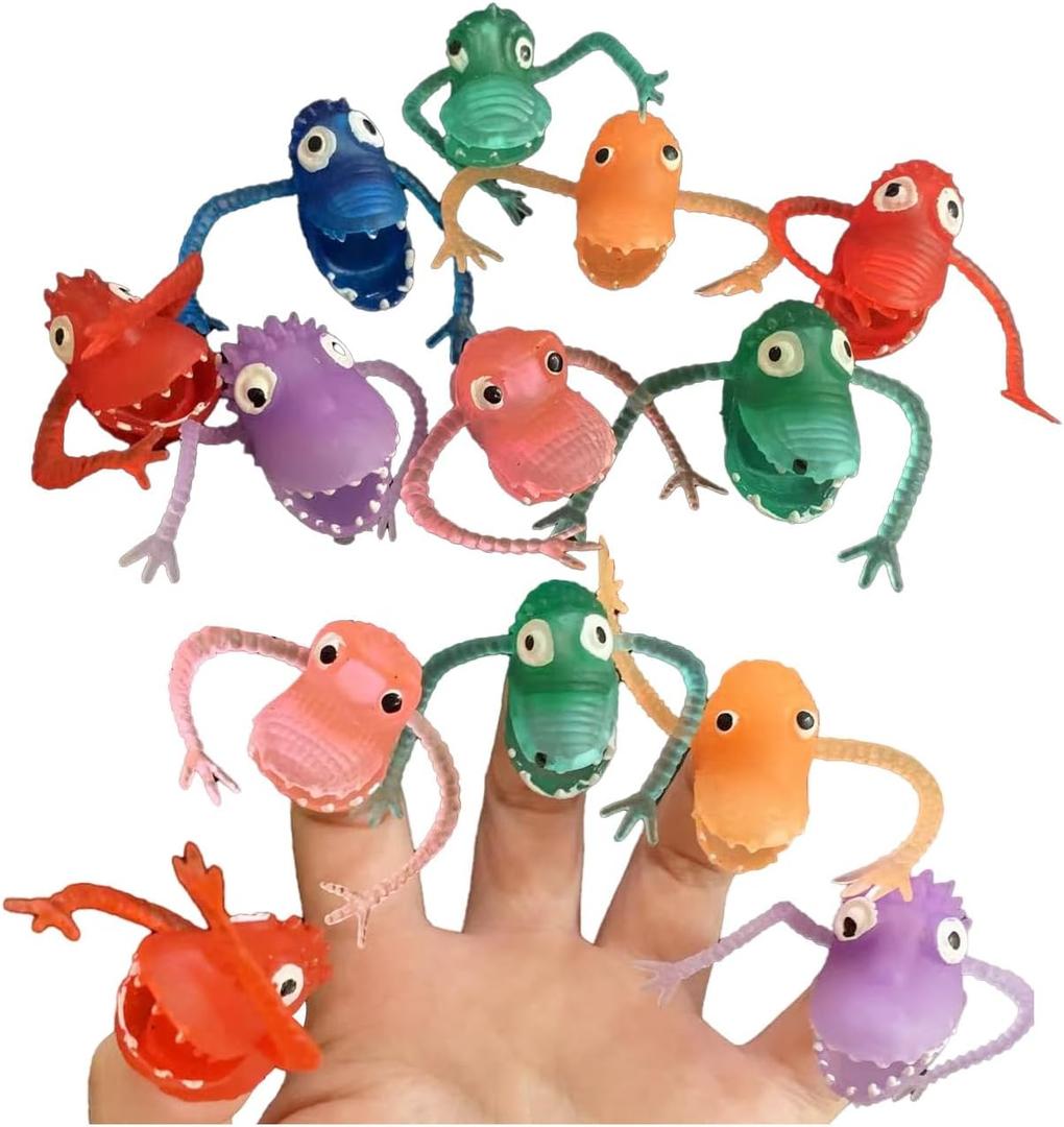 Monster Finger Puppets 12 Pcs Dinosaur Head Figure Finger Model for Party, Christmas Tree Decoration, Cosplay, Treasure Box Prizes, Pinata and Goodie Bag Fillers