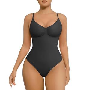 FeelinGirl Shapewear Bodysuit for Women Tummy Control Seamless Body Shaper Tank Top Thong Shapewear Body Suits, Size: M-L