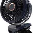 SUNGOOYUE Compact 360 Degree Rotating Fan for Work, Rechargeable Miniature Table Fan for Desk in Bedroom, Office, 10,000 MAh USB ClampHolderOn (Blue)