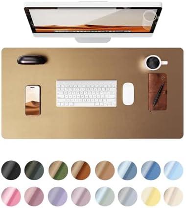YSAGi Leather Desk Protector, Office Mat, Large Mouse Mat, Non-Slip PU Leather Blotter, Laptop Desk Pad, Waterproof Writing Pad for Office and Home (Bronze, 23.6" x 13.8")