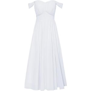 GRACE KARIN Summer White Dress for Women 2026, Off the Shoulder Smocked Bridesmaid Dresses, Formal Baby Shower Maxi Dresses L