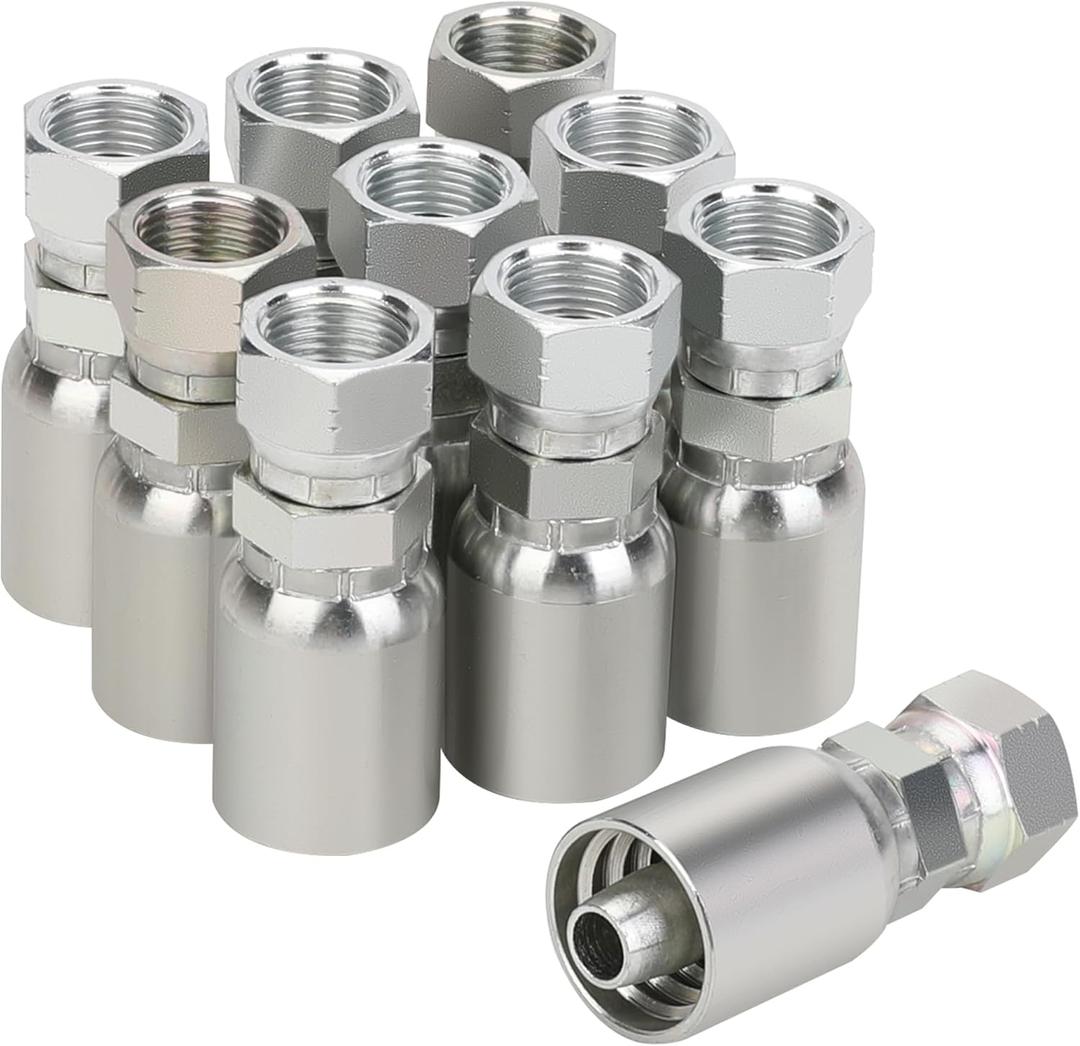 1/2 ID Hose x 1/2 JIC 37 Degree Flare Swivel Hydraulic Hose Fittings End, 10PCS Set for Single Wire Hydraulic Hose