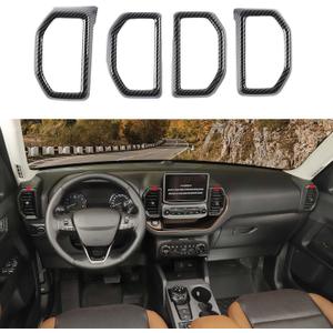 JWWY Dash Air Conditioning Vent Outlet Cover Trim for 2021-2025+Ford Bronco Sport Interior Accessories Carbon Fiber ABS 4PCS