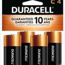 Duracell Coppertop C Batteries, 4 Count Pack, C Battery with Long-lasting Power, All-Purpose Alkaline C Battery for Household and Office Devices