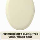 Soft Elongated Vinyl Toilet Seat, Bone - 19 Inch Soft Vinyl Cover with Comfort Foam Cushioning - Fits All Elongated Size Fixtures - Easy to Install Fantasia by Achim Home Decor
