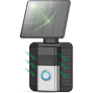 QIBOX Solar Charger Only Compatible with Battery Doorbell (USB-C Port) Waterproof Continuously Solar Panel, Adjustable Panel, Not for Micro USB or Other Plug-Type Doorbells