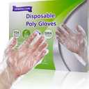 120-Count Clear Disposable PE Gloves - Unisex One Size Fits Most, Durable & Odor-Free - for Gardening, Kitchen, Food Handling, Cleaning