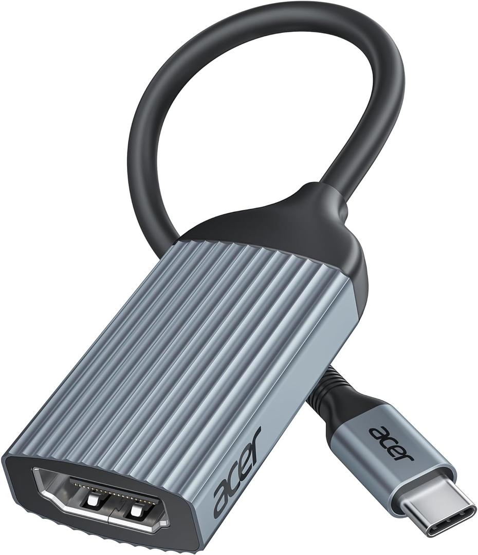 acer USB-C to HDMI Adapter 4K@60Hz, (High Speed, Thunderbolt 3/4) Type C to HDMI Converter Compatible with MacBook Pro/Air, iPhone 17 16 15 Pro/Max, iPad Pro/Air, Surface, Dell XPS, Chromebook, etc