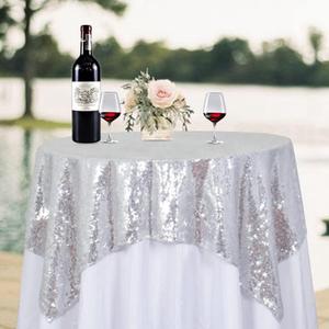 ShinyBeauty Sequin Tablecloth-Silver Sequin Table Overlay and Sequin Tablecloth/Linen for Wedding/Party/Event/Decoration 54inx54in