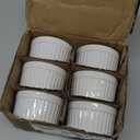HIC Kitchen Souffle Ramekin, Fine Porcelain, For Baking Custards, Souffles, Condiments, And Desserts, 3-Ounce Capacity, Set of 6