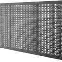 TORACK 3 PCS Metal Pegboard Panels for Garage Wall Utility Tools Storage Pegboard for Workbench, Modular Peg Board Tool Organizer Board Kit(Pack of 3, Black)
