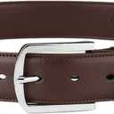 Falari Men Genuine Leather Casual Dress Belt With Single Prong Buckle, Classic Style Belt (44 (waist 42), Dark Brown)
