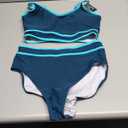 BMJL Women's High Waisted Bikini Sets Sporty Two Piece Swimsuits Color Block Cheeky High Cut Bathing Suits (Medium, Dark Green Blue011)