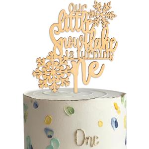 Our Little Snowflake Is Turning One Cake Topper - Winter Snowflake First Birthday Cake Topper, Winter Wonderland Frozen Christmas Party Supplies Cake Smash Decorations