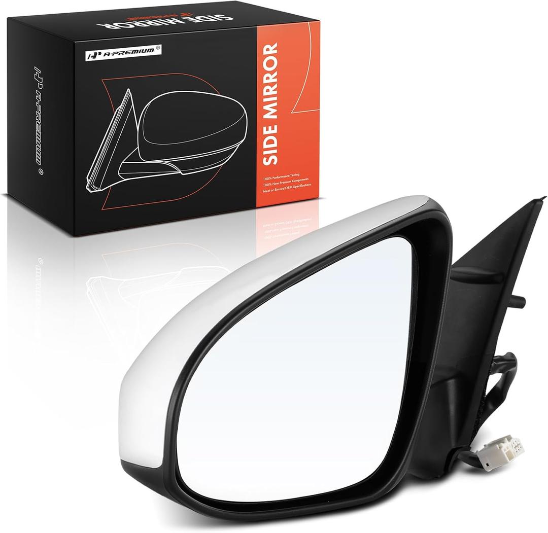 A-Premium Driver Side Power Door Mirror - Compatible with Toyota Camry 2015 2016 2017 - Heated Manual Folding White Outside Rear View Mirror