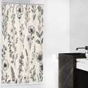 Omifly Small Stall Rv Beige Floral Shower Curtain 36Wx72H Inch Vintage Farmhouse Flower Shower Curtains for Bathroom Wildflower Boho Camper with 12 Plastic Hooks Fabric Waterproof Accessories