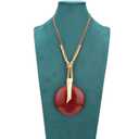 Bjesinmo Big Pendant Necklace Long Leather Necklaces for Women Natural Stone Necklace Gold Chunky Boho Necklaces for Women Bohemian Jewelry