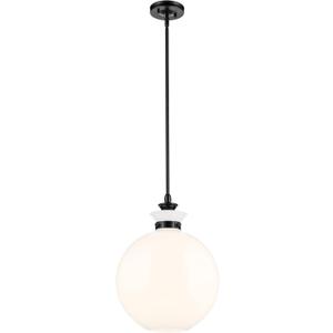 Kichler Laria 1-Light Pendant, Updated Traditional Light, Sloped Ceiling Compatible, for Kitchen with Opal Glass in Black (19.5" x 15"), 52779BK