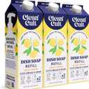 Cleancult Dish Soap Liquid Refills - Plant Based Cleaning Power - Cuts Grease & Grime - Free of Harsh Chemicals - Uses 90% Less Plastic - Lemon Verbena - 32 oz/3 Pack