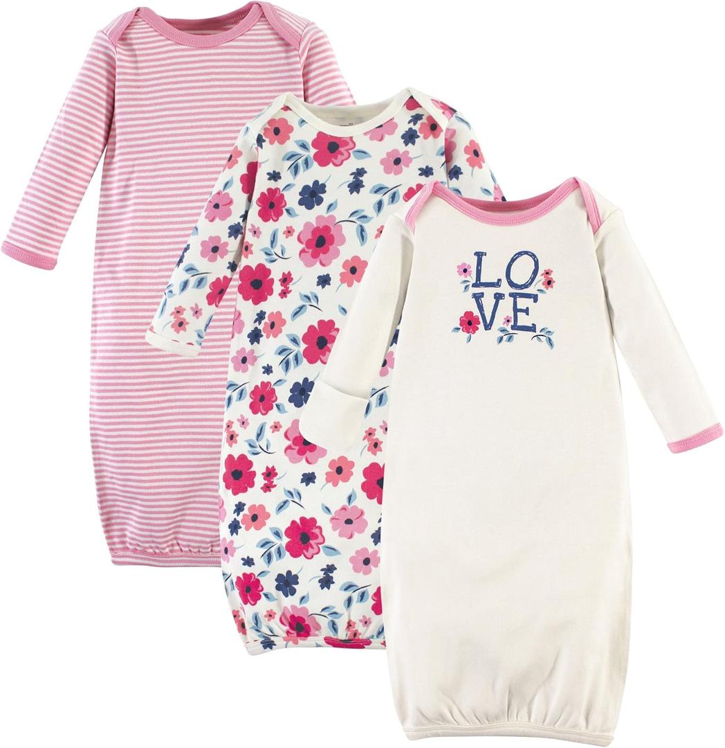 Touched by Nature Unisex Baby Organic Cotton Gowns (Preemie-Newborn, Garden Floral)