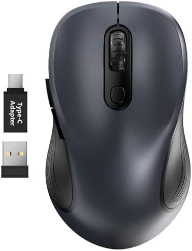 Trueque Wireless Mouse for Laptop, 2.4GHz Ergonomic Computer Mouse with Back & Forward Buttons, 3 Adjustable DPI Levels, 6 Buttons, Optical USB Cordless Mice for Windows PC (Gray, 1 Pack)
