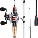 Sougayilang Baitcaster Combo, 2Pcs Fishing Rod and Reel Combo, Medium Heavy Fishing Pole with Baitcasting Reel Combo (5.9 FT-MH-Fast-Rod, B: Pearl White-Left Handed Reel Combo)