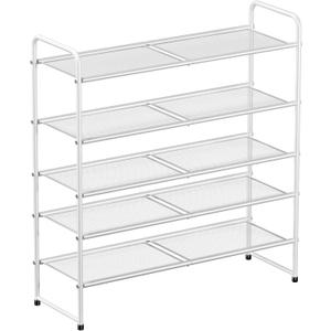SUFAUY 5-Tier Mesh Shoe Rack, Closet Metal 33" Wide Shoe Shelf Heavy Duty, White