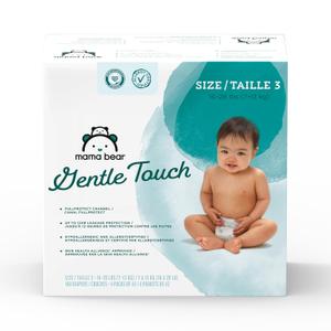 Amazon Brand - Mama Bear Gentle Touch Baby Diapers, Size 3, 168 Count (4 packs of 42), Leakproof, Keeps Baby Dry, Skin Safe, Fragrance-Free with Wetness Indicator