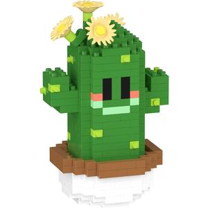 Tall Mini Cute Cactus Succulent Plants Bonsai Building Toy Potted Plant Blocks Particle Flower Botanical