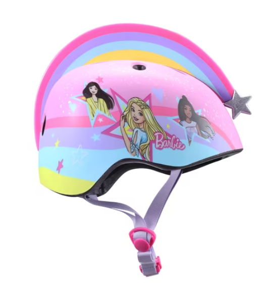 Barbie Rainbow Mohawk Kids Bike Helmet, 3D Helmet for Kids Ages 5+ (20.4-21.6 inch)
