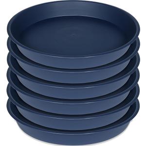 6 Pack Plant Saucer Drainage Tray, Plastic Plant Water Tray, 6 inch Flower Saucers for Indoors, Plant Dishes for Pots Base (6 inch, Blue)