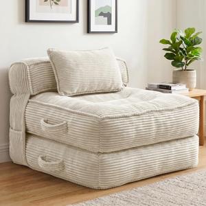 Folding Sofa Bed, Convertible Sleeper Chair with Pillow, Single