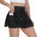 Blaosn Womens Tennis Golf Skirt Workout Athletic Mini Flowy Cute Skort Skirts High Waist with Pockets Shorts Casual Summer (Large, Black)