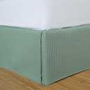 Chezmoi Collection Pleated Waffle Weave Bed Skirt, Tailored Dust Ruffle Easy Fit 16-Inch Drop, Machine Washable (California King - 16" Drop, Sage Green)