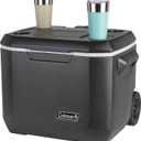 Coleman Xtreme Rolling Cooler with Wheels, Extra-Walled Insulation Keeps Ice up to 5 Days, Portable Wheeled Hard Chiller, Black