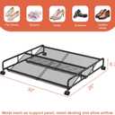 Under Bed Shoe Storage Organizer, 2 Pack Metal Mesh Under Bed Storage Containers with Wheels, Shoe Organizer Drawer Space Saving for Bedroom