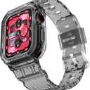 AmBand E1 Rugged Band & Case for Apple Watch Compatible with Series 111, SE3/SE2/SE and Ultra 3/2/1, Lightweight Shockproof Design (Crystal Black), Size: 38mm/40mm/41mm - Series 1-9 & SE