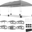 PeakPursuit 10 ft x20 ft Party Tent Heavy Duty Pop Up Canopy Commercial Canopy Wedding Tent Event Shelter with 6 Removable Sidewalls and Storage Bag for Patio Backyard Outdoor, Gray