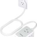 TESSAN Small Flat Plug Power Strip, Ultra Thin Extension Cord with 3 USB Wall Charger (1 USB C), 3 Outlets Mini Charging Station, 5 ft Slim Plug for Cruise Travel Office School Dorm Room Essentials (Gray)