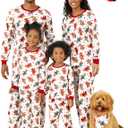 PATPAT Christmas Family Matching Pajama Sets Includes Christmas Socks - Perfect for Family Photos & Holiday Celebrations (White)