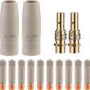 MIG Welding Tips with Non-Stick Coating, Ceramic Welding Nozzle Replacement MB15 15AK MIG Welding Gun Accessories, compatible with 15AK Welding Gun Torch (coated .035" Kit) 14-pk