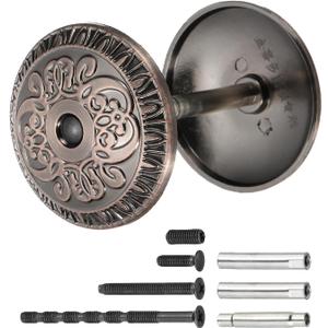 PATIKIL Door Hole Cover Plate 2 Inch Zinc Alloy Vintage Round Deadbolt Knob Hole Repair Cover Fits Doors 1-3/16" to 4-3/4" Thick for Hole Filling Decoration, Red Bronze