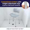 Drive Medical RTL12202KDR Shower Chair with Back, Adjustable Stool with Suction Feet, Shower Seat for Inside Shower or Tub, Bathroom Bench Bath Chair for Elderly and Disabled, 300 LB Weight Cap, Grey