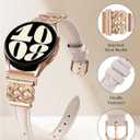 TOYOUTHS Celtic Knot Leather Band Compatible with Samsung Galaxy Watch 7 6 5 4 FE 40mm 44mm/Watch 6 Classic/Watch 5 Pro/Watch 4 Classic/Active 2/Watch 3 41mm Women, 20mm Slim Dressy Leather Strap (Starlight/Rose Gold Buckle)