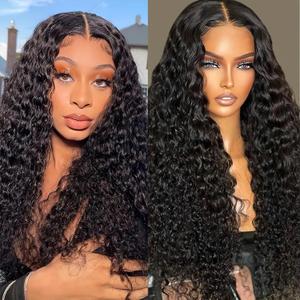 26 Inch Deep Wave Lace Front Wigs Human Hair 13x6 HD Glueless Lace Frontal Wigs 180% Density Hair Pre Plucked with Baby Hair Deep Curly Wigs for Women Natural Black