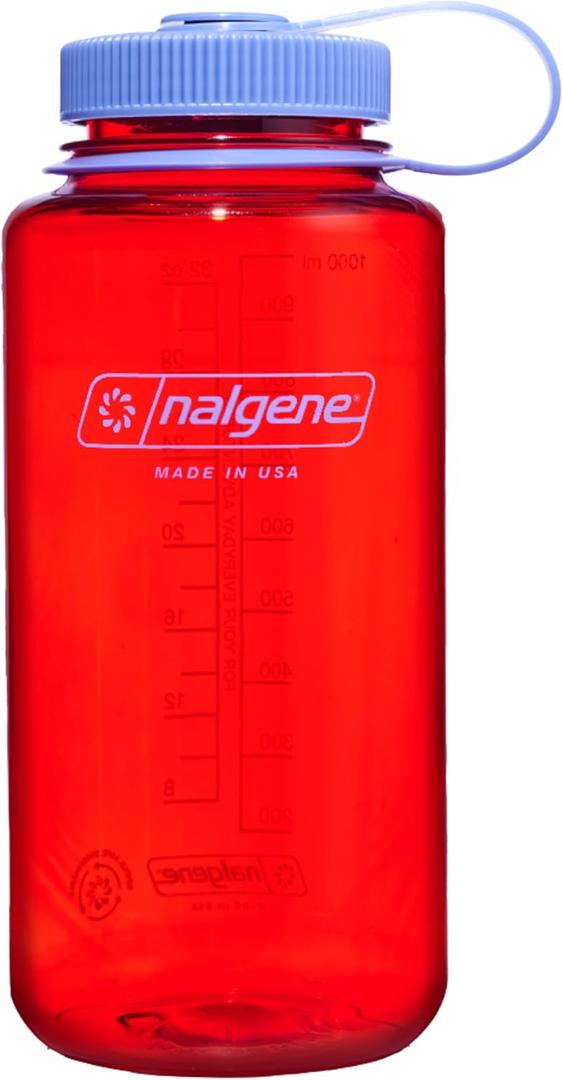 Nalgene Water Bottle - Lightweight Sustain Tritan BPA-Free Shatterproof Bottle for Backpacking, Hiking, Gym, 32 OZ, Wide Mouth, Marmalade Orange