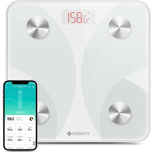 Etekcity Smart Scale for Body Weight and Fat Percentage, Digital Bathroom Accurate Weighing Machine for People's BMI Muscle, Bluetooth Electronic Body Composition Monitor Syncs with App, 400lb, White