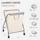 STORAGE MANIAC 125L Laundry Hamper with Wheels, Rolling Laundry Basket, Heavy Duty Laundry Sorter with Removable Bag, Folding X Frame Laundry Organizer Cart for Easy to Store, 2 Section (Beige)